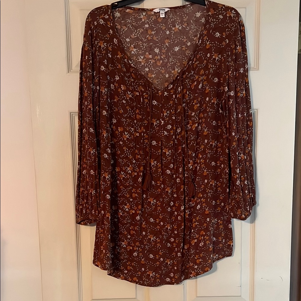 Sonoma Floral Print Blouse in Rich Brown